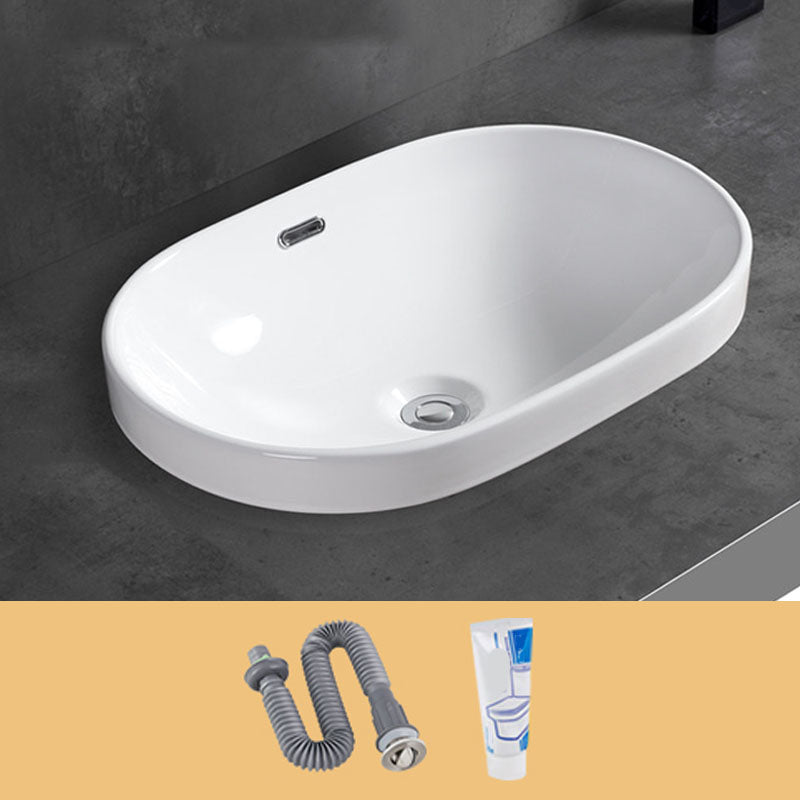 Contemporary Bathroom Sink with Overflow Porcelain Round Vessel Bathroom Sink Only