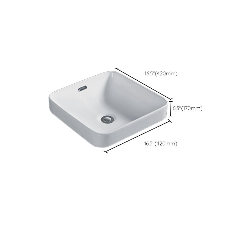 Contemporary Bathroom Sink with Overflow Porcelain Round Vessel Bathroom Sink Only