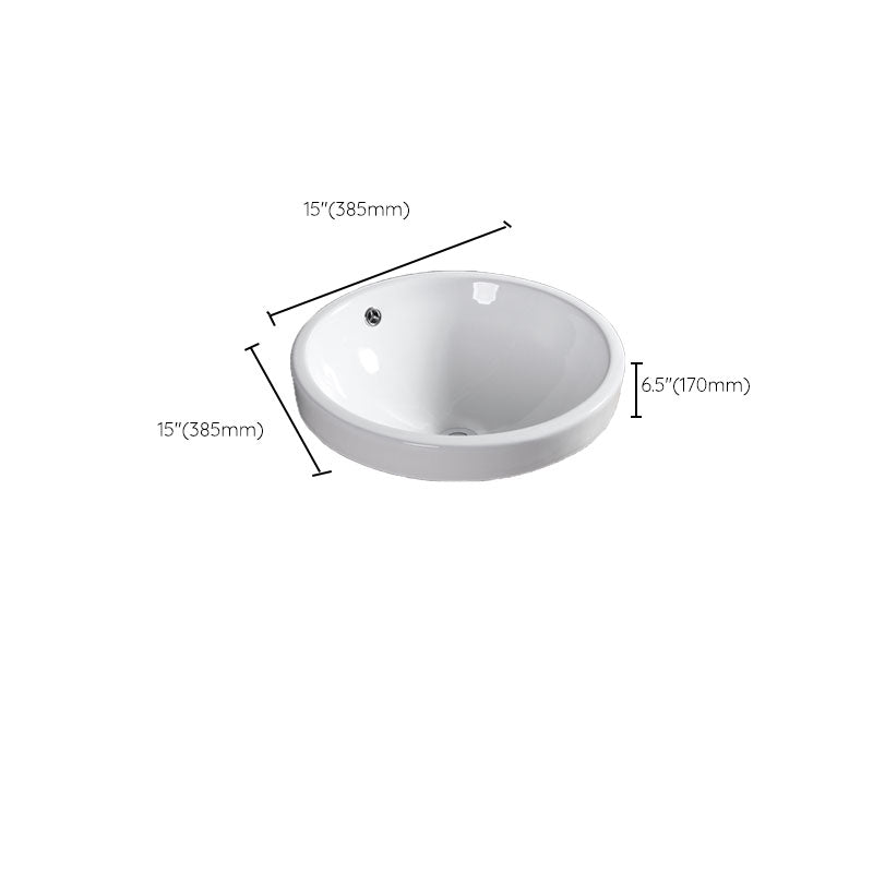 Contemporary Bathroom Sink with Overflow Porcelain Round Vessel Bathroom Sink Only