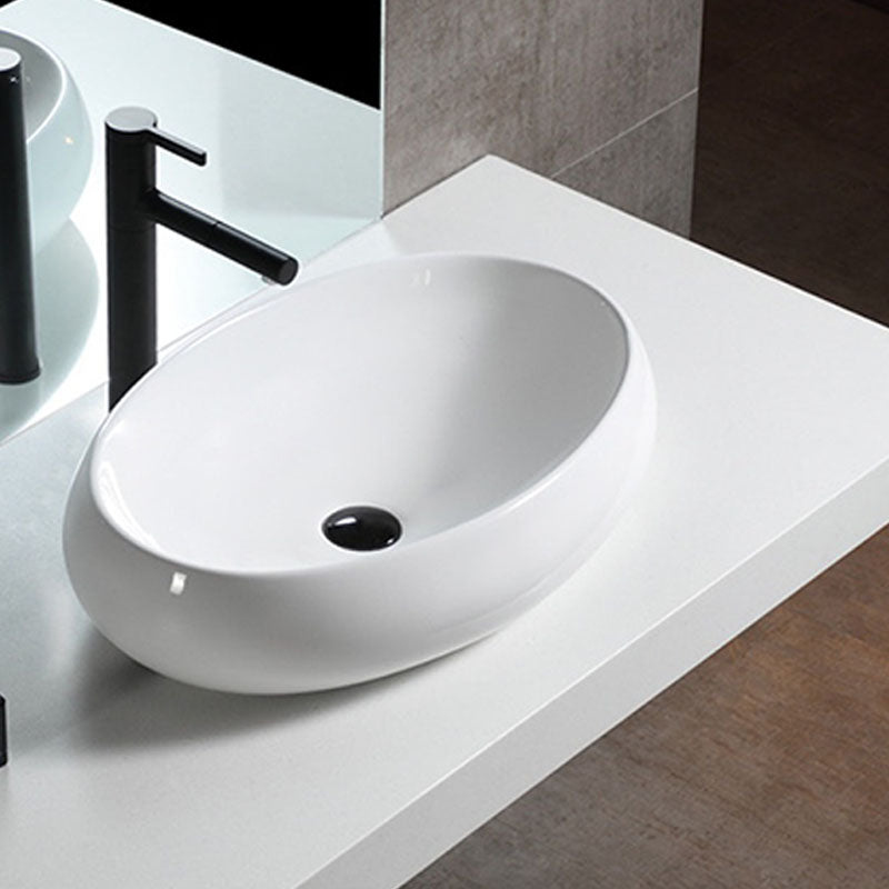 Bathroom Ceramic Sink Round Rod Handle Anti-spill Modern Faucet Sink
