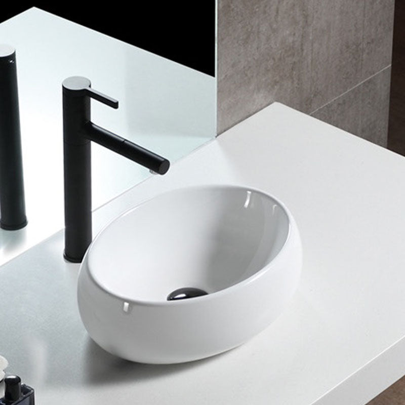 Bathroom Ceramic Sink Round Rod Handle Anti-spill Modern Faucet Sink