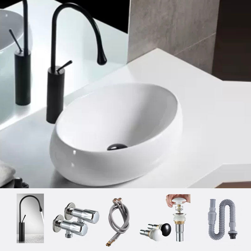 Bathroom Ceramic Sink Round Rod Handle Anti-spill Modern Faucet Sink