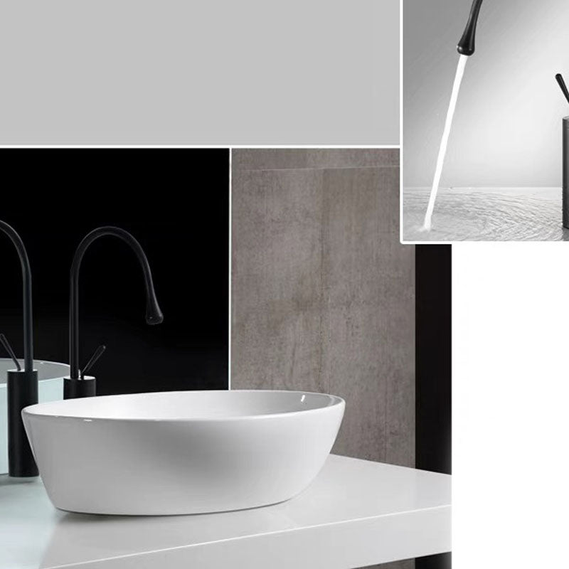 Bathroom Ceramic Sink Round Rod Handle Anti-spill Modern Faucet Sink