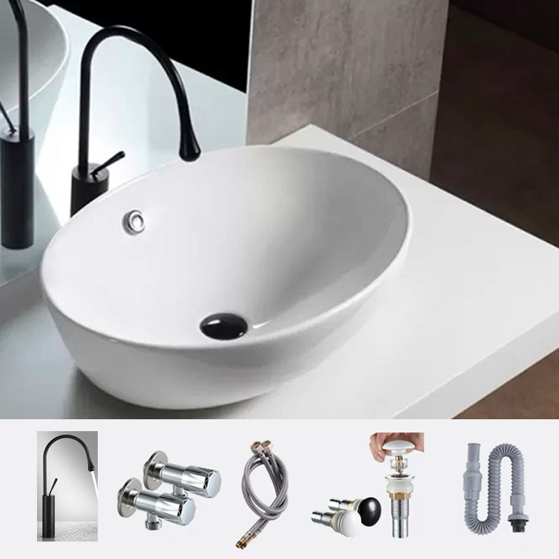 Bathroom Ceramic Sink Round Rod Handle Anti-spill Modern Faucet Sink