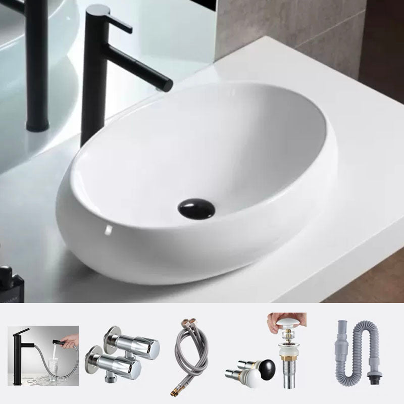 Bathroom Ceramic Sink Round Rod Handle Anti-spill Modern Faucet Sink