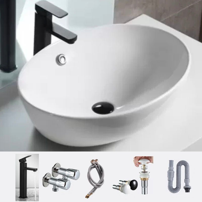 Bathroom Ceramic Sink Round Rod Handle Anti-spill Modern Faucet Sink