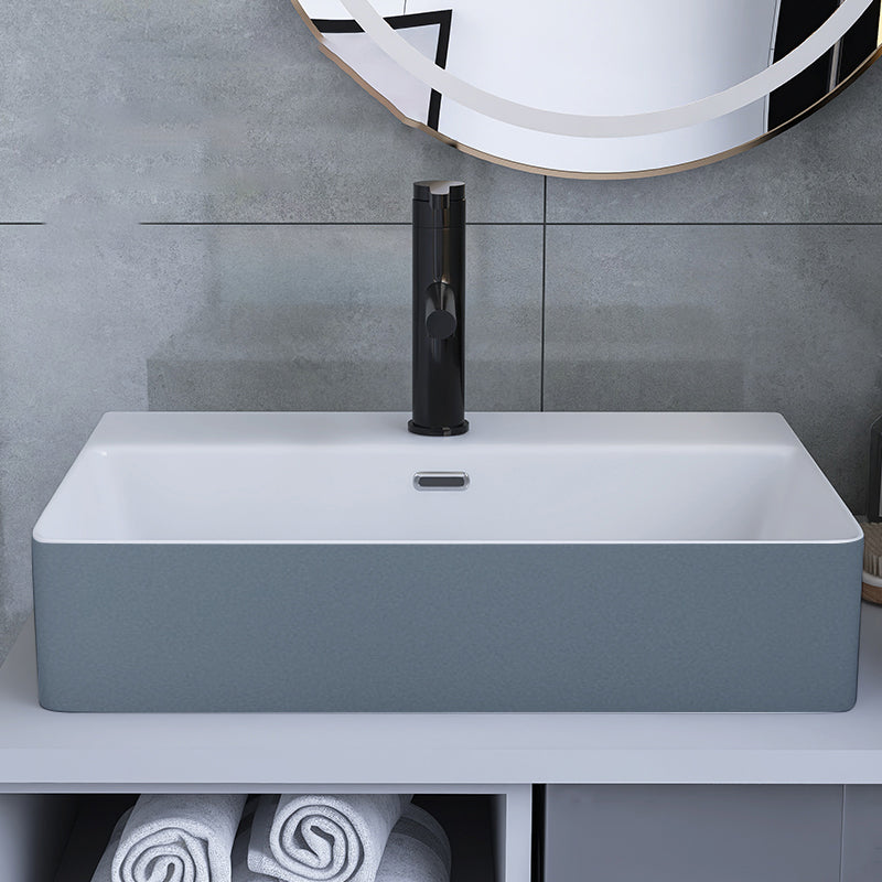 Modern Style Trough Bathroom Sink Rectangle Ceramic Trough Bathroom Sink