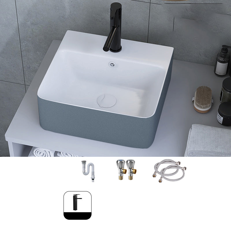Modern Style Trough Bathroom Sink Rectangle Ceramic Trough Bathroom Sink