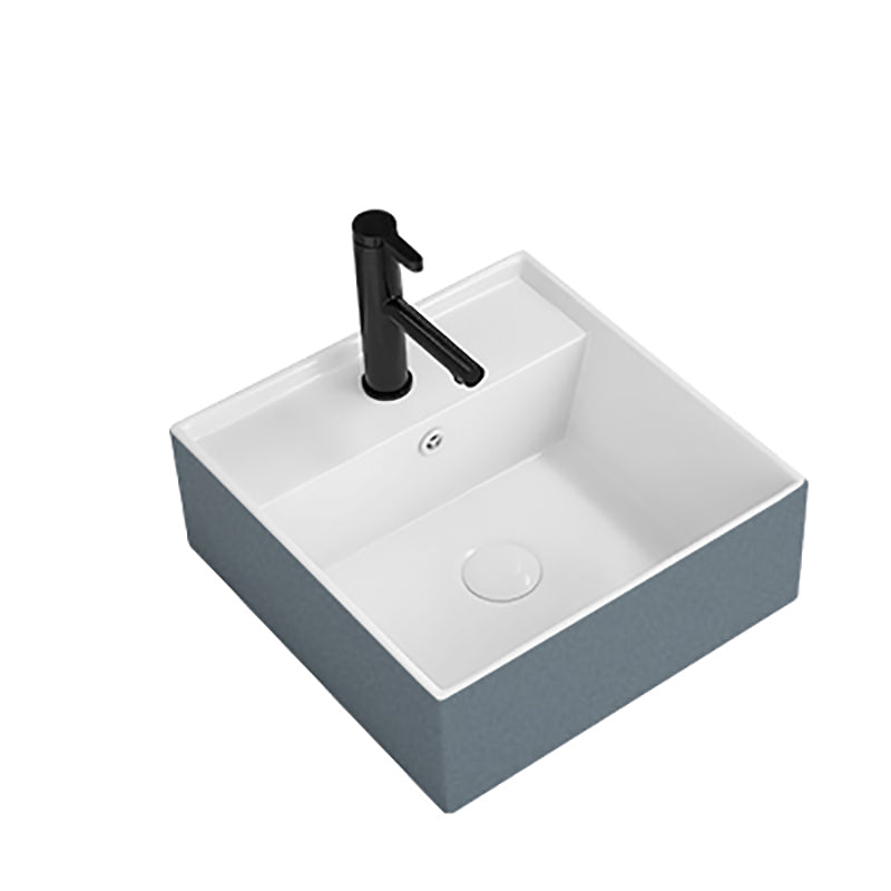 Modern Style Trough Bathroom Sink Rectangle Ceramic Trough Bathroom Sink