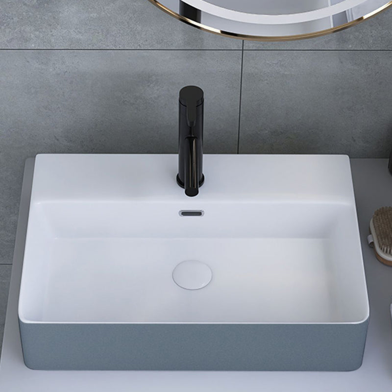 Modern Style Trough Bathroom Sink Rectangle Ceramic Trough Bathroom Sink