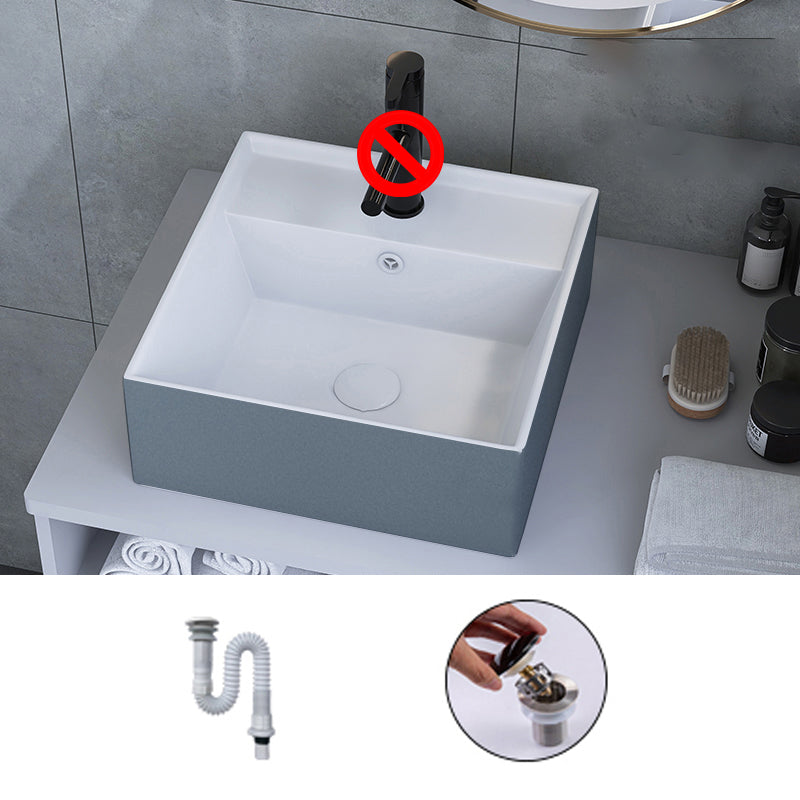 Modern Style Trough Bathroom Sink Rectangle Ceramic Trough Bathroom Sink