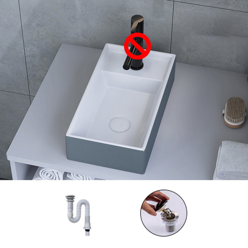 Modern Style Trough Bathroom Sink Rectangle Ceramic Trough Bathroom Sink