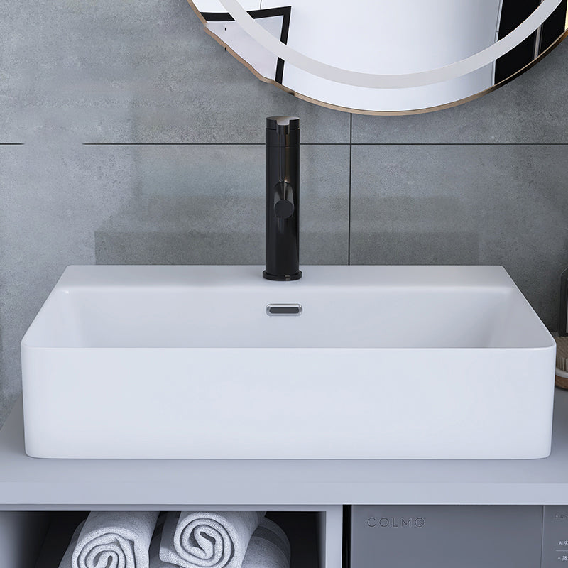 White Trough Bathroom Sink Rectangle Ceramic Trough Bathroom Sink