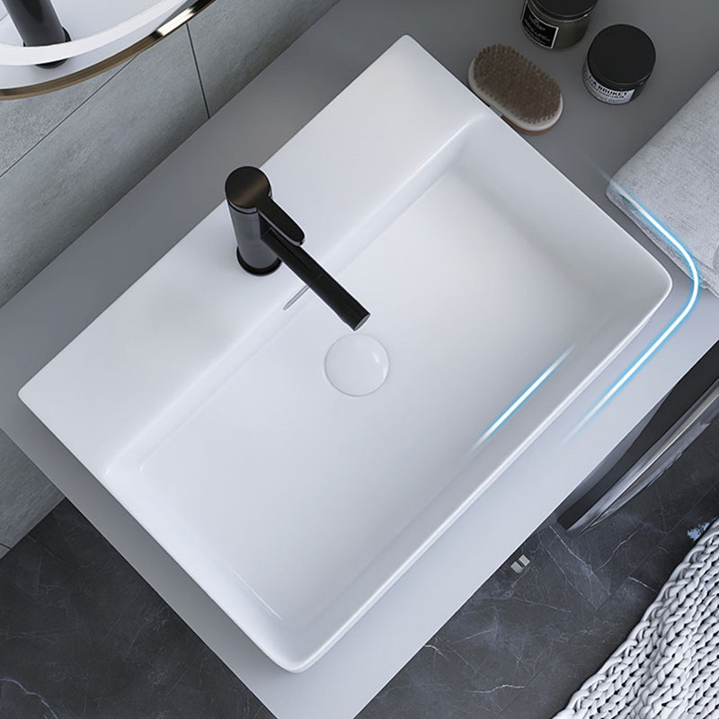 White Trough Bathroom Sink Rectangle Ceramic Trough Bathroom Sink