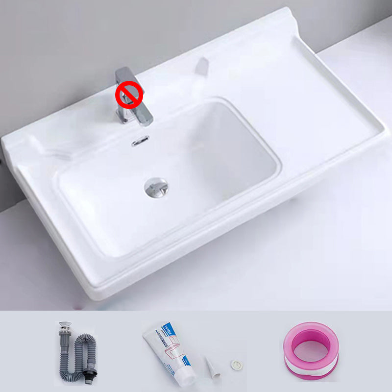 Modern Drop-in Bathroom Sink Rectangular Porcelain with Overflow Vessel Sink