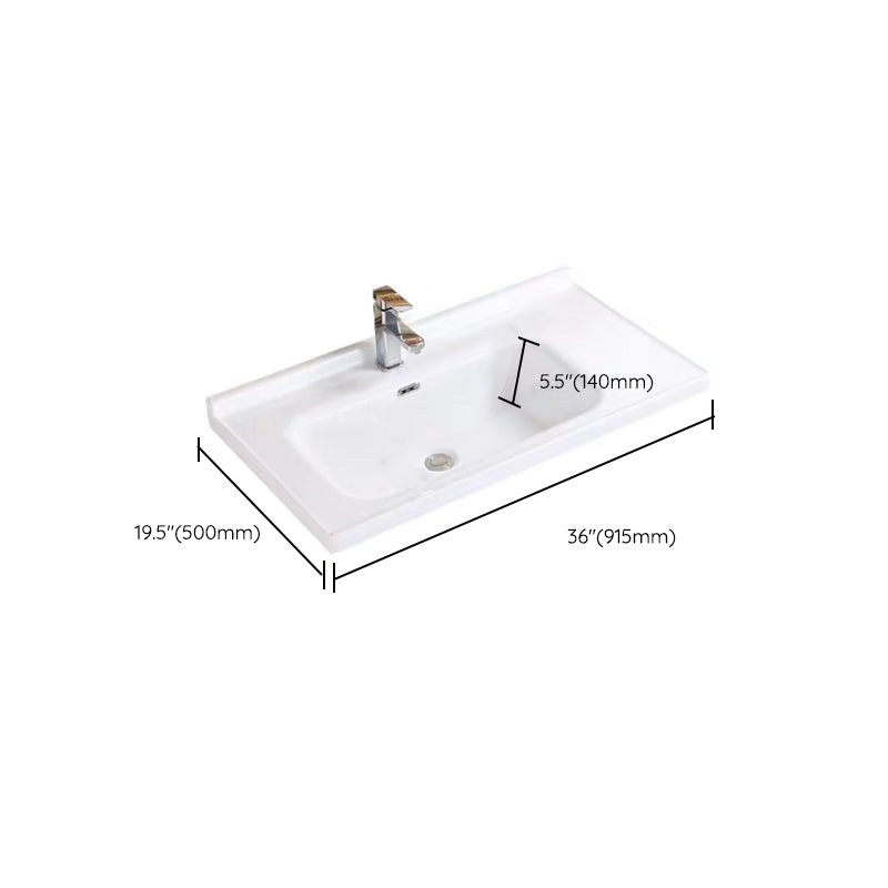 Modern Drop-in Bathroom Sink Rectangular Porcelain with Overflow Vessel Sink