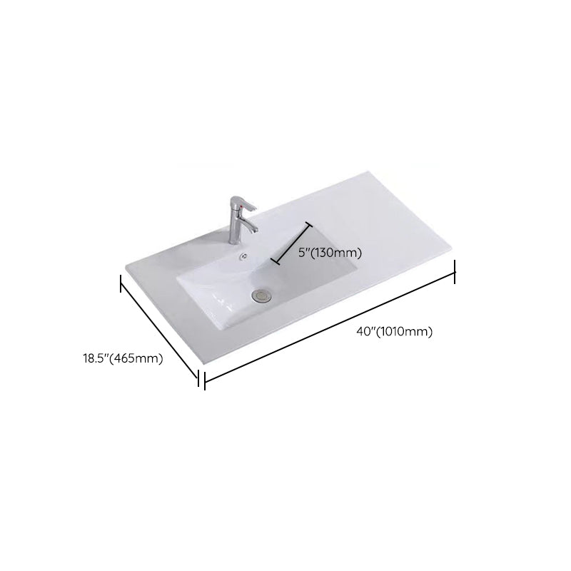 Modern Drop-in Bathroom Sink Rectangular Porcelain with Overflow Vessel Sink
