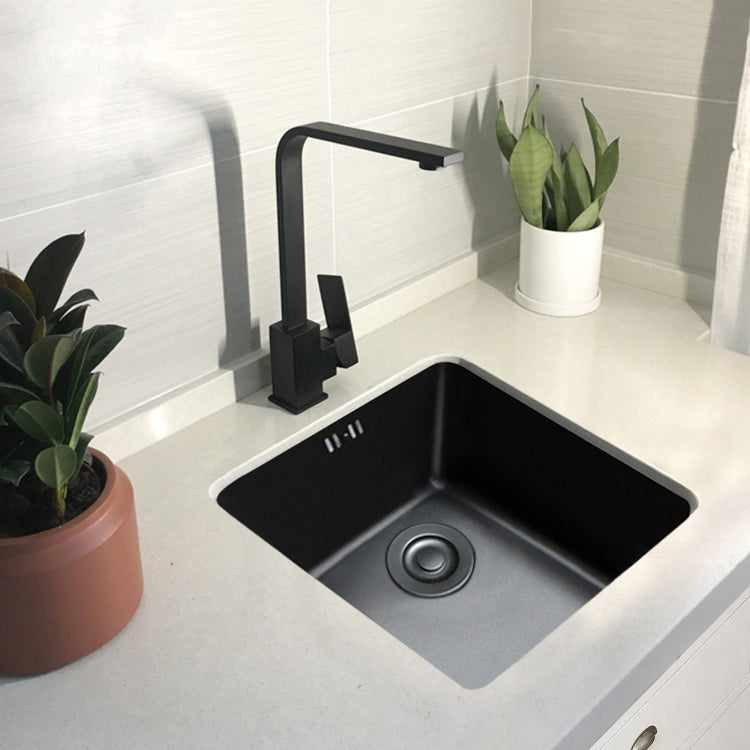 Black Stainless Steel Sink Single Bowl Undermount Sink with Basket Strainer