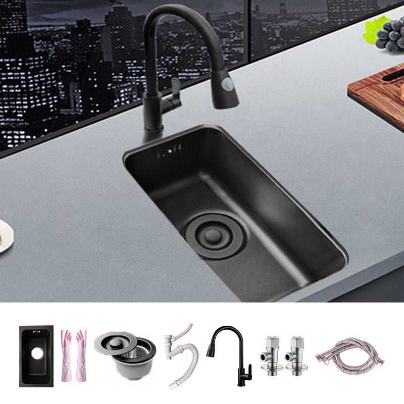 Black Stainless Steel Sink Single Bowl Undermount Sink with Basket Strainer