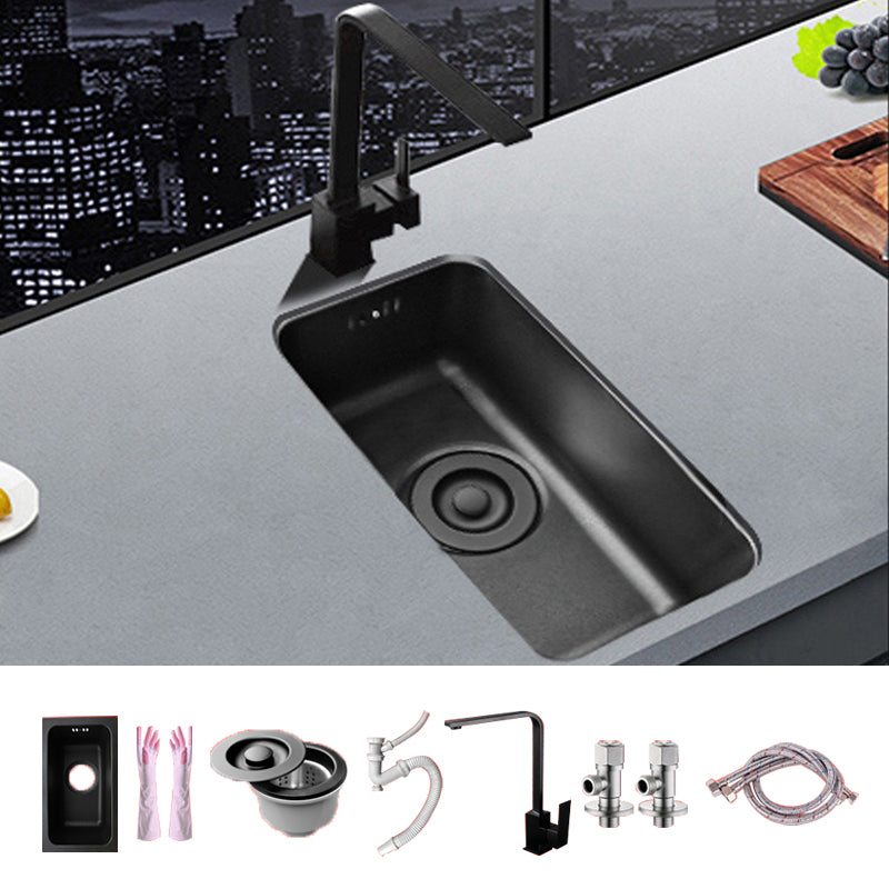 Black Stainless Steel Sink Single Bowl Undermount Sink with Basket Strainer