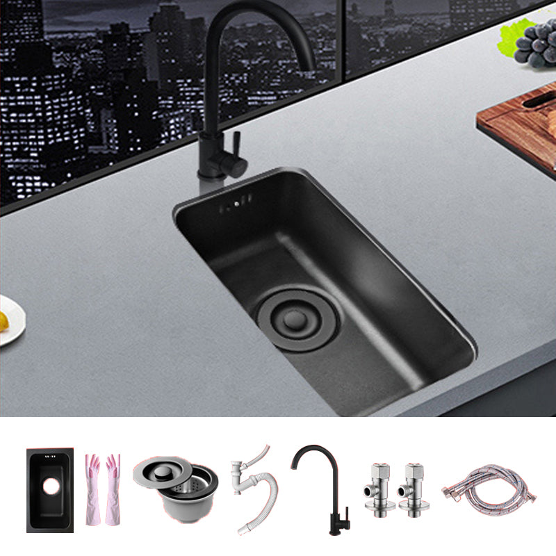 Black Stainless Steel Sink Single Bowl Undermount Sink with Basket Strainer