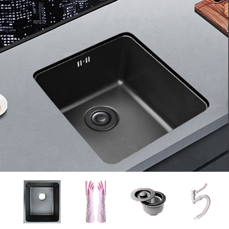 Black Stainless Steel Sink Single Bowl Undermount Sink with Basket Strainer