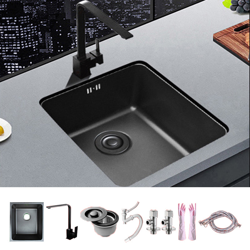 Black Stainless Steel Sink Single Bowl Undermount Sink with Basket Strainer