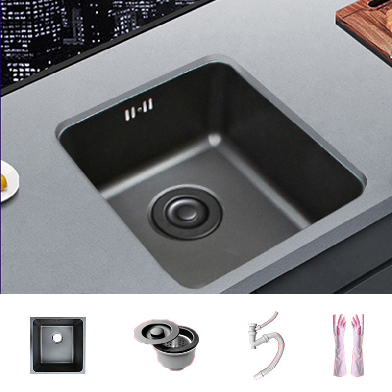 Black Stainless Steel Sink Single Bowl Undermount Sink with Basket Strainer