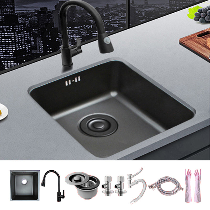 Black Stainless Steel Sink Single Bowl Undermount Sink with Basket Strainer