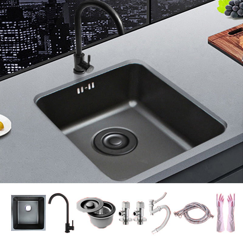 Black Stainless Steel Sink Single Bowl Undermount Sink with Basket Strainer