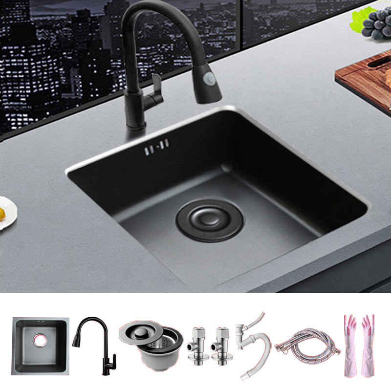 Black Stainless Steel Sink Single Bowl Undermount Sink with Basket Strainer