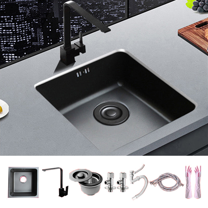Black Stainless Steel Sink Single Bowl Undermount Sink with Basket Strainer