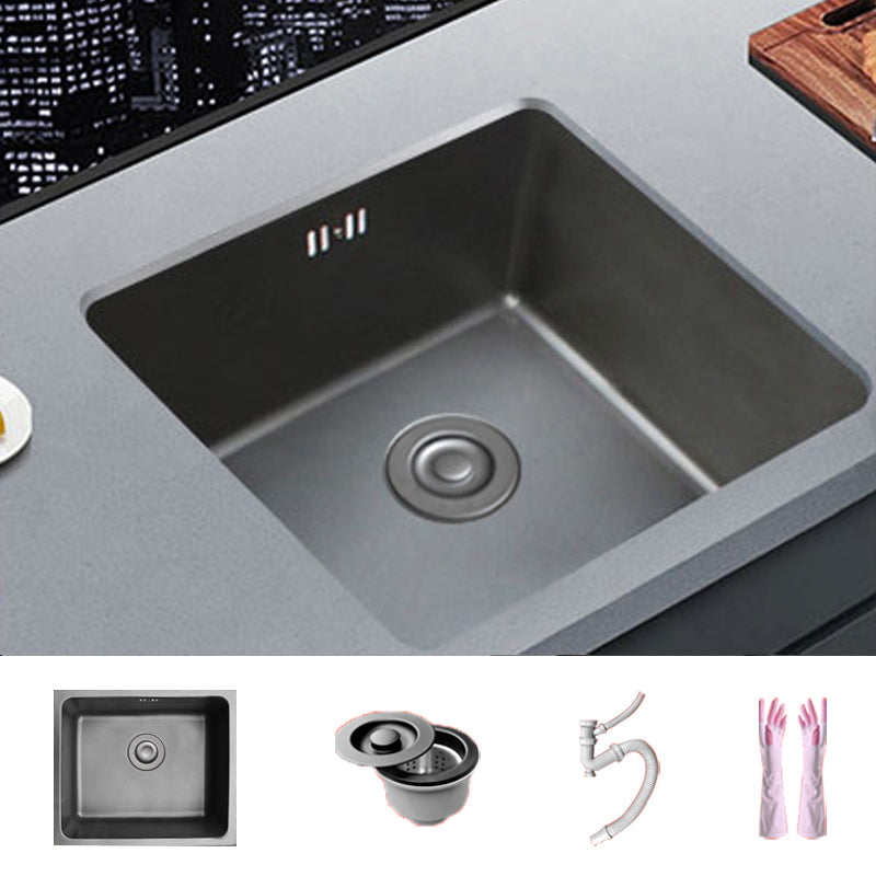 Black Stainless Steel Sink Single Bowl Undermount Sink with Basket Strainer