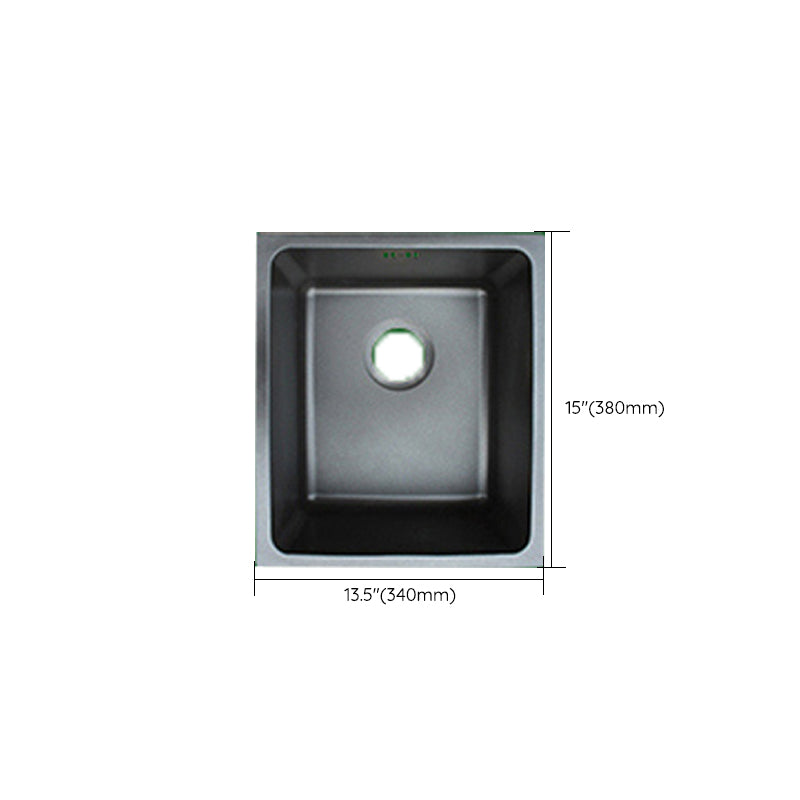 Black Stainless Steel Sink Single Bowl Undermount Sink with Basket Strainer
