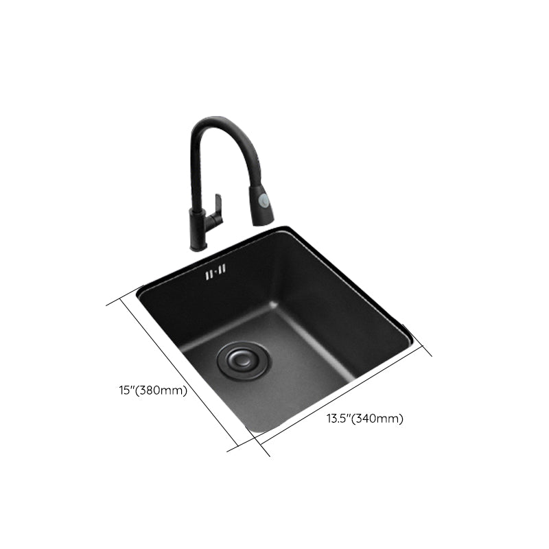 Black Stainless Steel Sink Single Bowl Undermount Sink with Basket Strainer