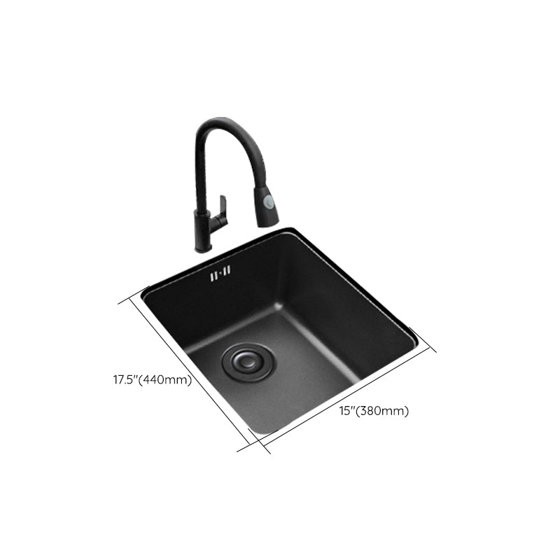 Black Stainless Steel Sink Single Bowl Undermount Sink with Basket Strainer