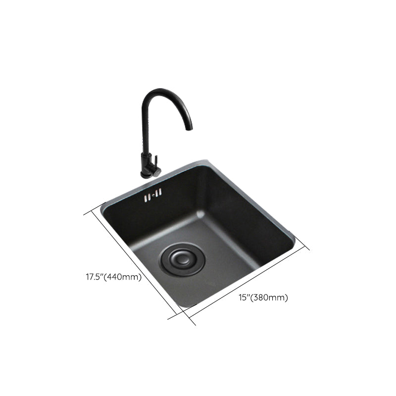 Black Stainless Steel Sink Single Bowl Undermount Sink with Basket Strainer