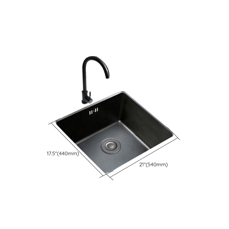 Black Stainless Steel Sink Single Bowl Undermount Sink with Basket Strainer