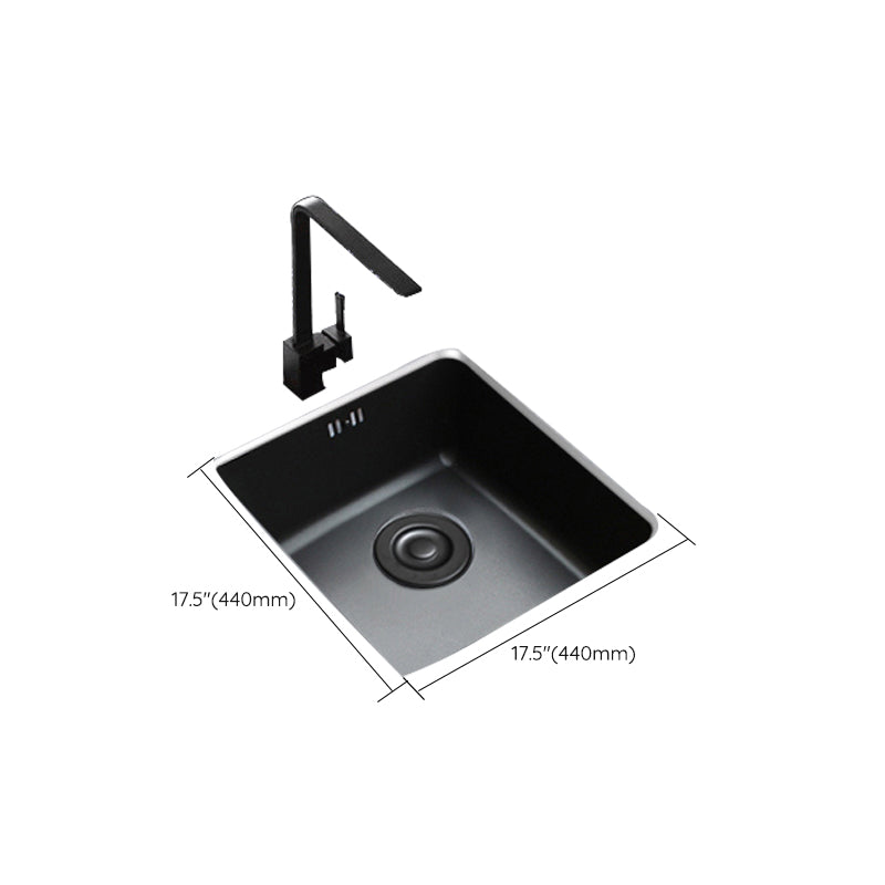 Black Stainless Steel Sink Single Bowl Undermount Sink with Basket Strainer