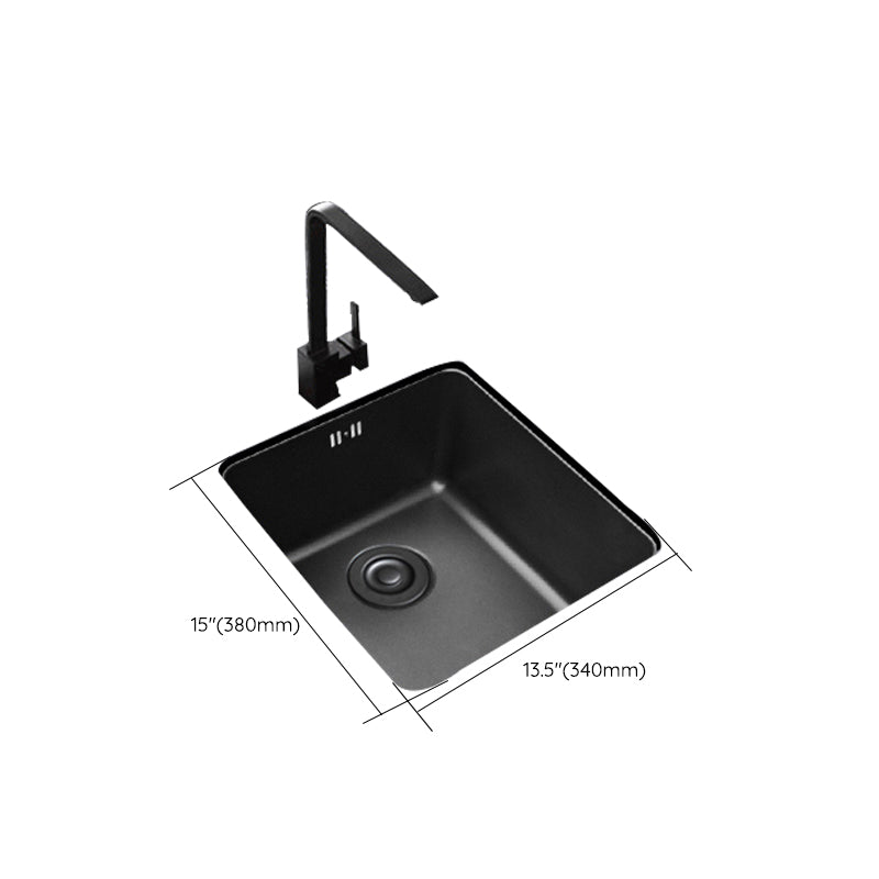 Black Stainless Steel Sink Single Bowl Undermount Sink with Basket Strainer