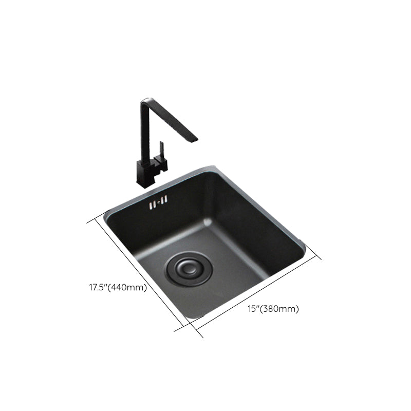 Black Stainless Steel Sink Single Bowl Undermount Sink with Basket Strainer