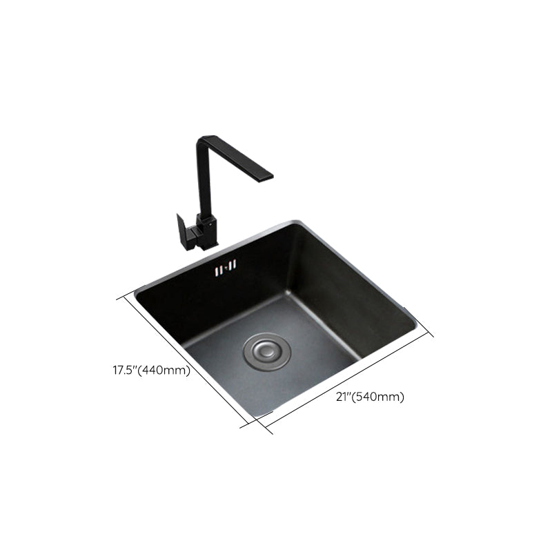 Black Stainless Steel Sink Single Bowl Undermount Sink with Basket Strainer