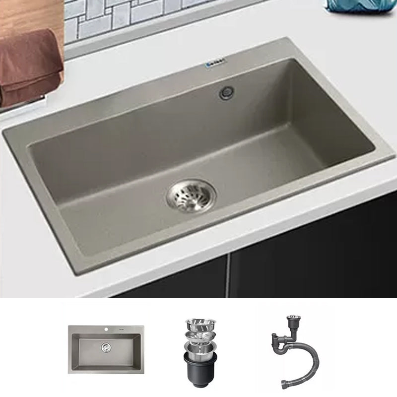 Kitchen Ceramic Sink Grey Pull-out Faucet Rod Handle Anti-spill Sink