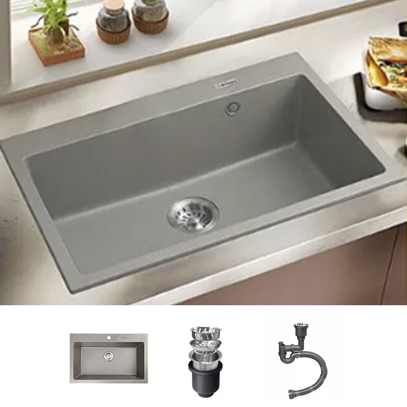 Kitchen Ceramic Sink Grey Pull-out Faucet Rod Handle Anti-spill Sink