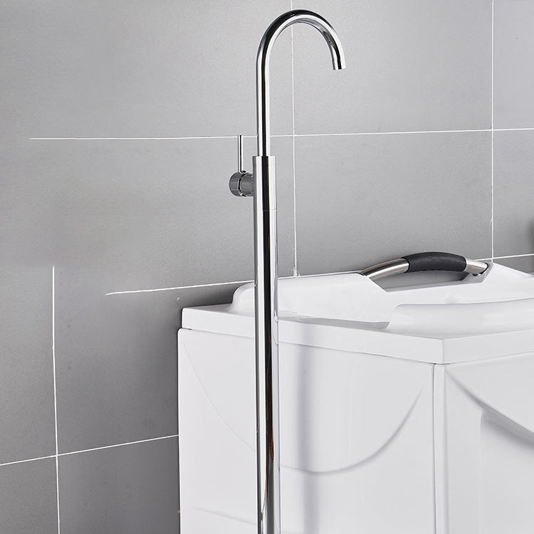 Floor Mounted Freestanding Tub Filler Single Handle Metal Freestanding Faucet