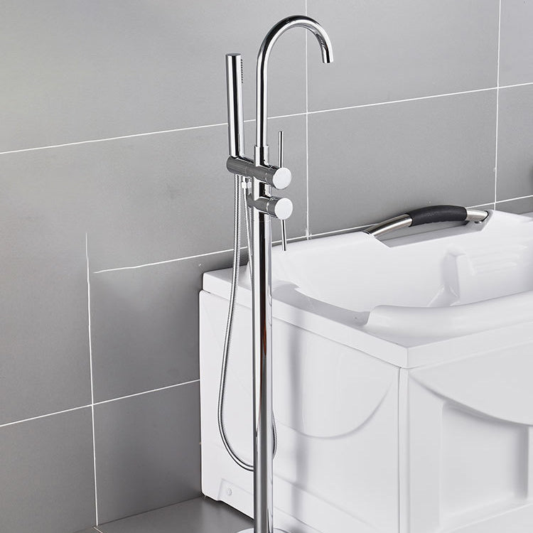 Floor Mounted Freestanding Tub Filler Single Handle Metal Freestanding Faucet