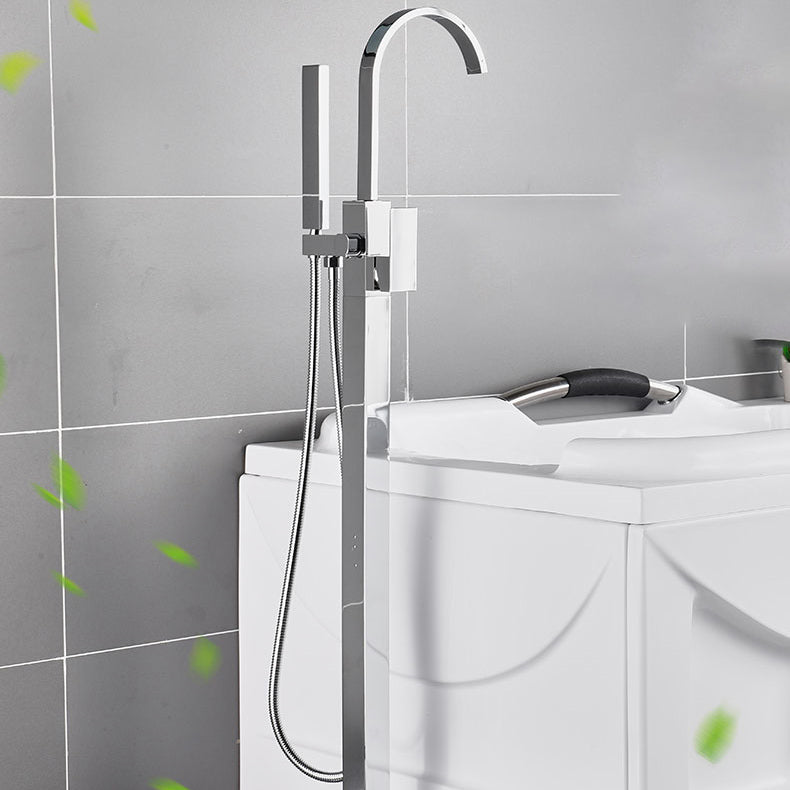 Floor Mounted Freestanding Tub Filler Metal High Arc Freestanding Bathtub Faucet