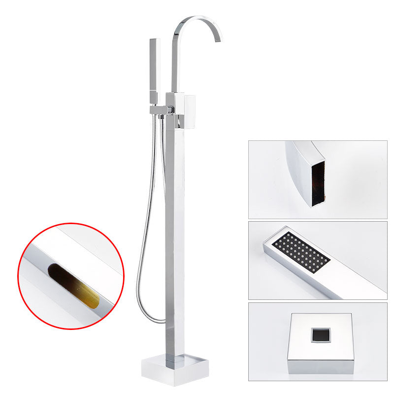 Floor Mounted Freestanding Tub Filler Metal High Arc Freestanding Bathtub Faucet