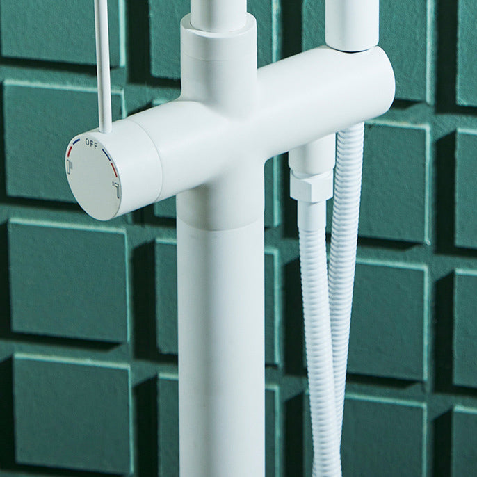 Floor Mounted Freestanding Tub Filler Metal Freestanding Bathtub Faucet in White