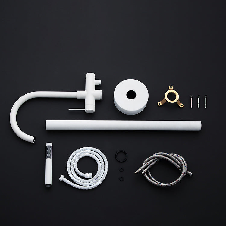 Floor Mounted Freestanding Tub Filler Metal Freestanding Bathtub Faucet in White